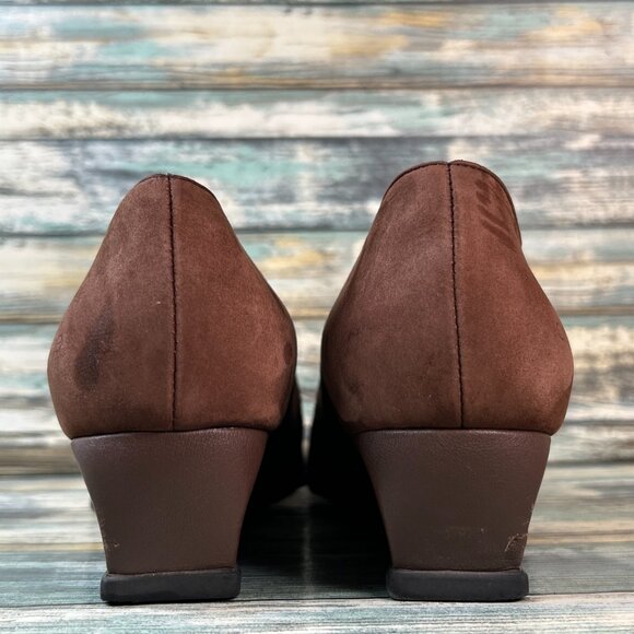 Arche Wedge Pumps Womens 9.5 Brown Nubuck Leather Dress Formal Shoe Comfort Heel - Picture 5 of 13